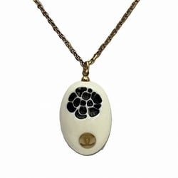 CHANEL 02P Camellia White Stone Accessory Necklace for Women