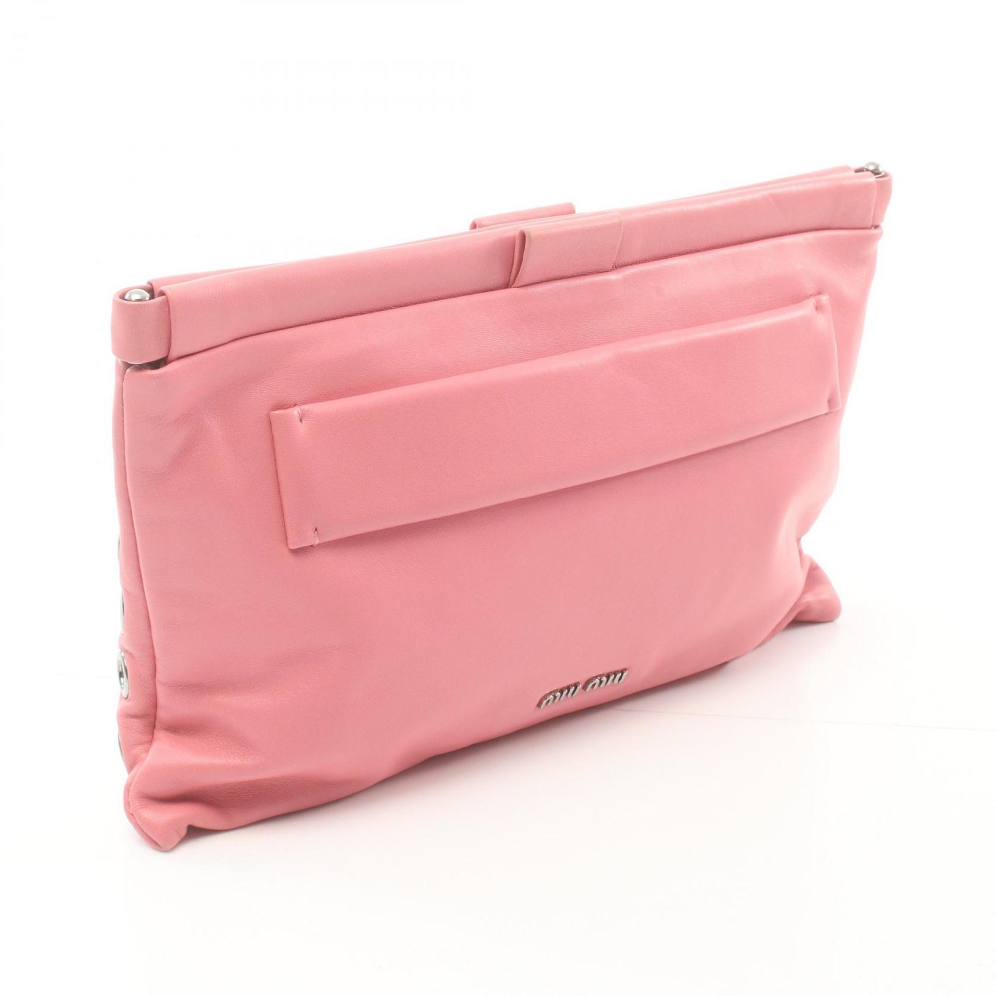 Miu Miu Miu Second Bag Clutch Leather Women's Pink