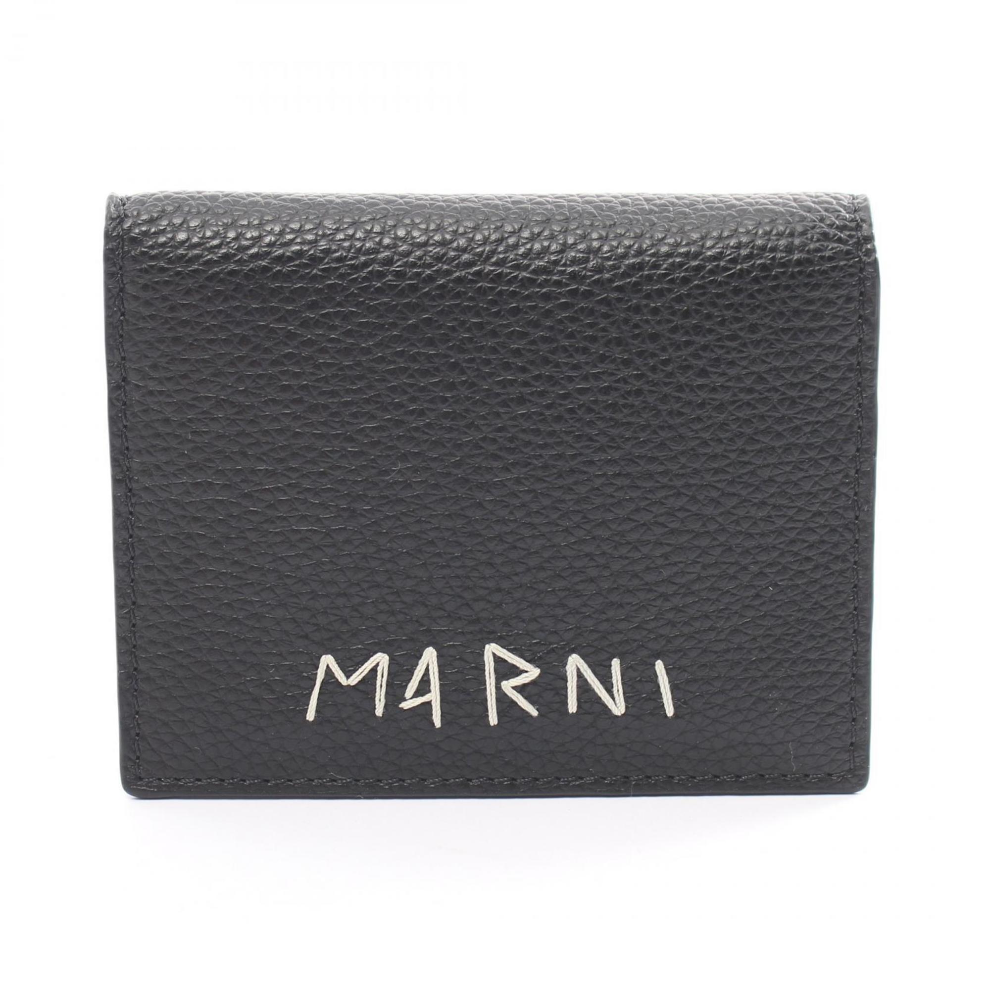 MARNI Business Card Holder/Card Case Leather Women's Black PFMO0082U1P653300N99