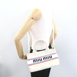 Miu Miu Miu 2way Tote Bag Canvas Women's White Off-White 5BA2532F68F0354