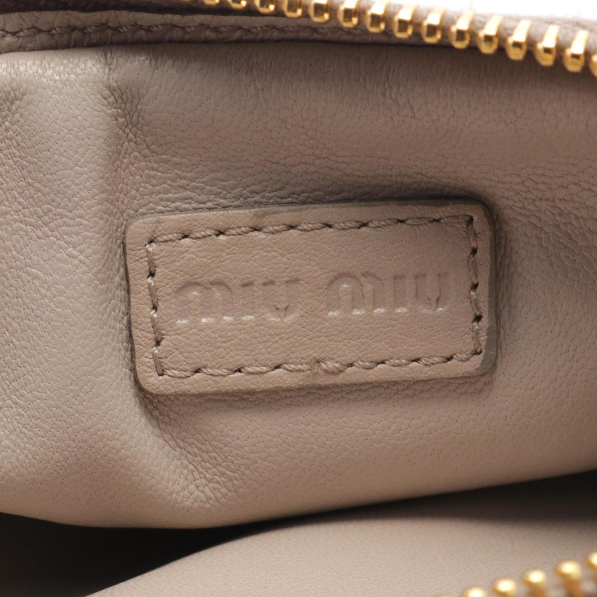 Miu Miu Miu Pouch Bag Leather Women's Beige