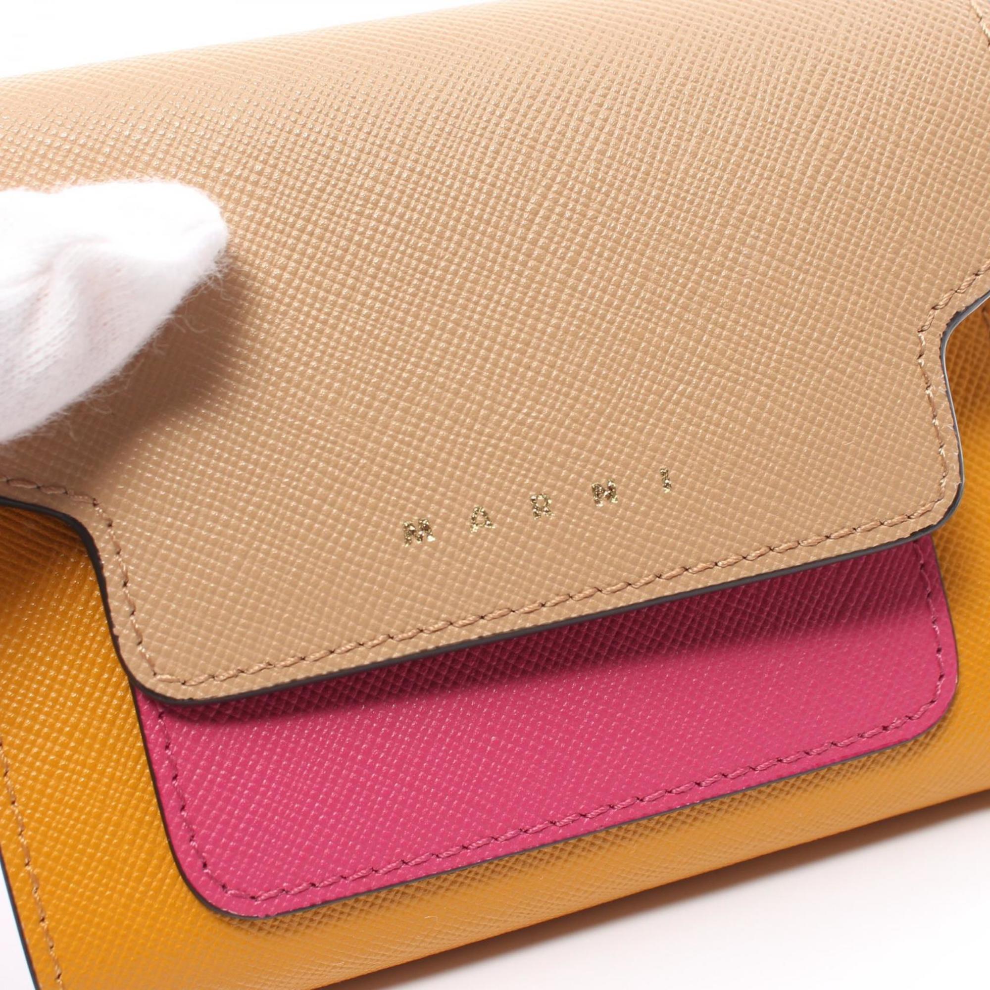 MARNI TRIFOLD WALLET Tri-fold wallet Leather Women's Beige Yellow Multicolor PFMO0052U8LV520Z647M