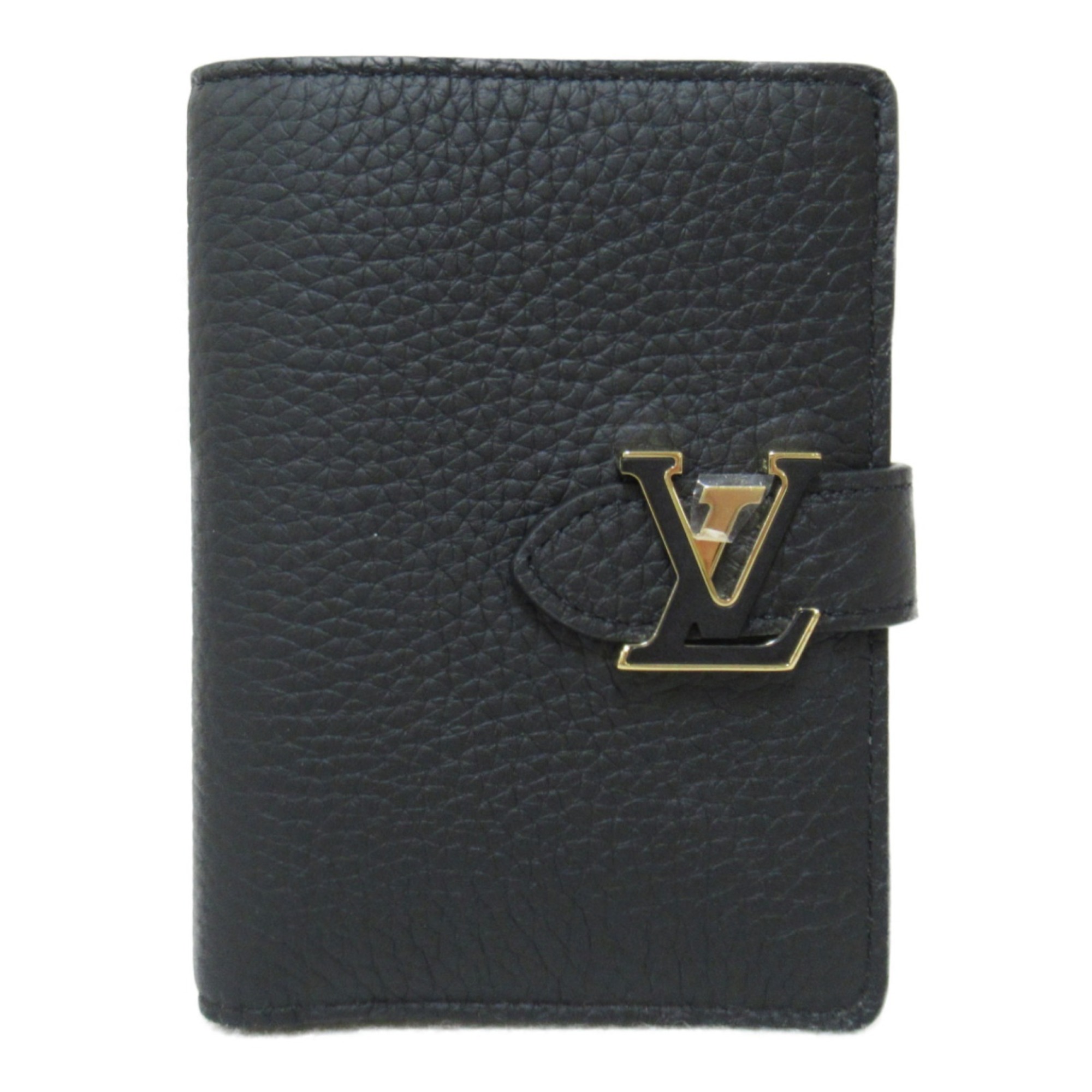 Louis Vuitton LOUIS VUITTON LV Vertical Wallet Compact Bi-fold Leather Taurillon Women's Black M81561