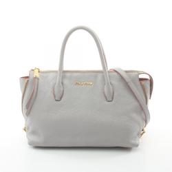 Miu Miu Miu MADRAS Handbag Bag Leather Women's Grey 5BB016