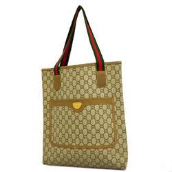 Gucci Tote Bag Sherry Line Plus Leather Brown Women's