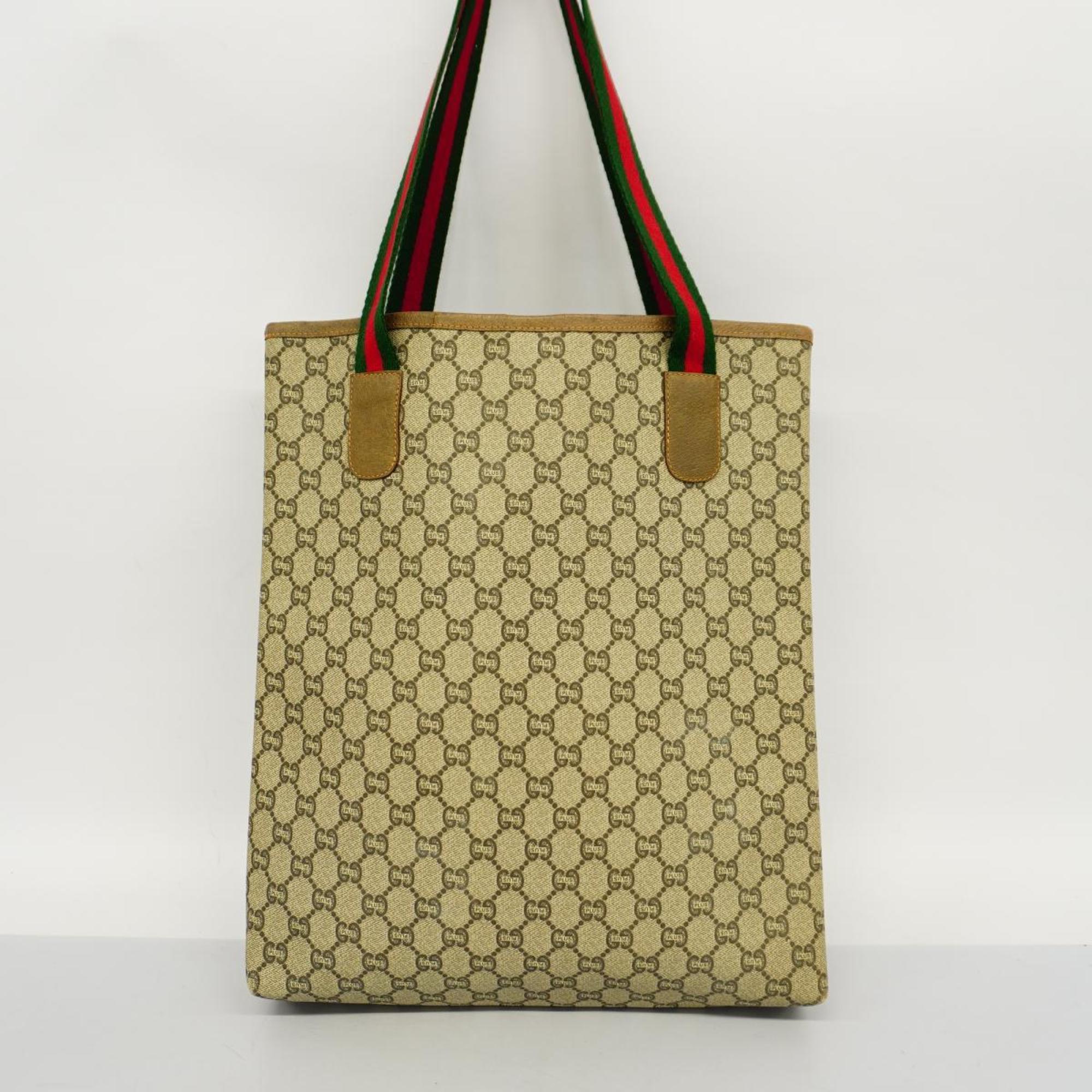 Gucci Tote Bag Sherry Line Plus Leather Brown Women's