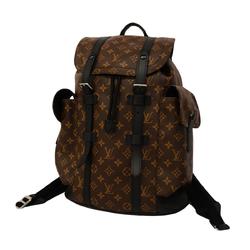 Louis Vuitton Backpack Monogram Macassar Christopher MM M43735 Brown Black Men's