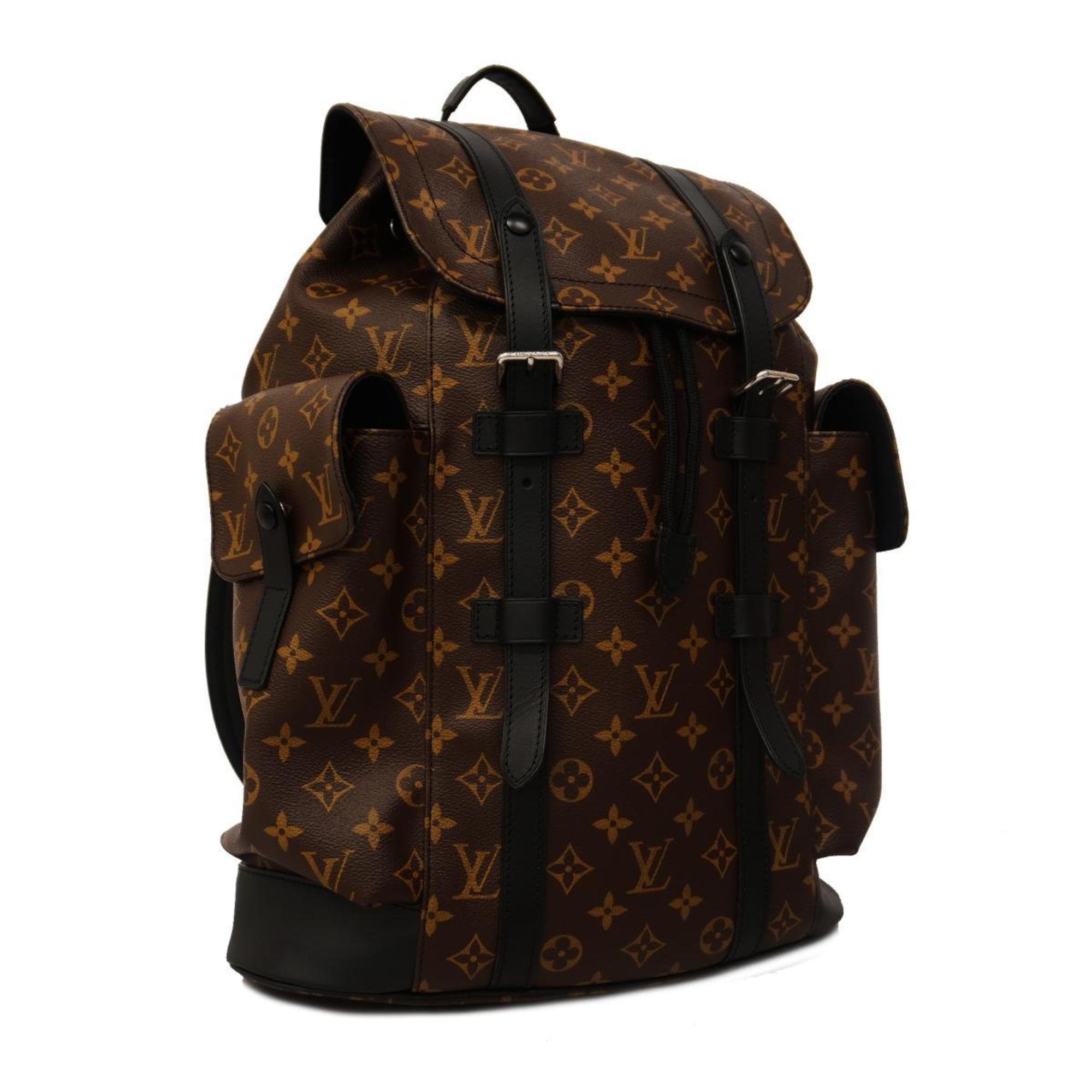 Louis Vuitton Backpack Monogram Macassar Christopher MM M43735 Brown Black Men's