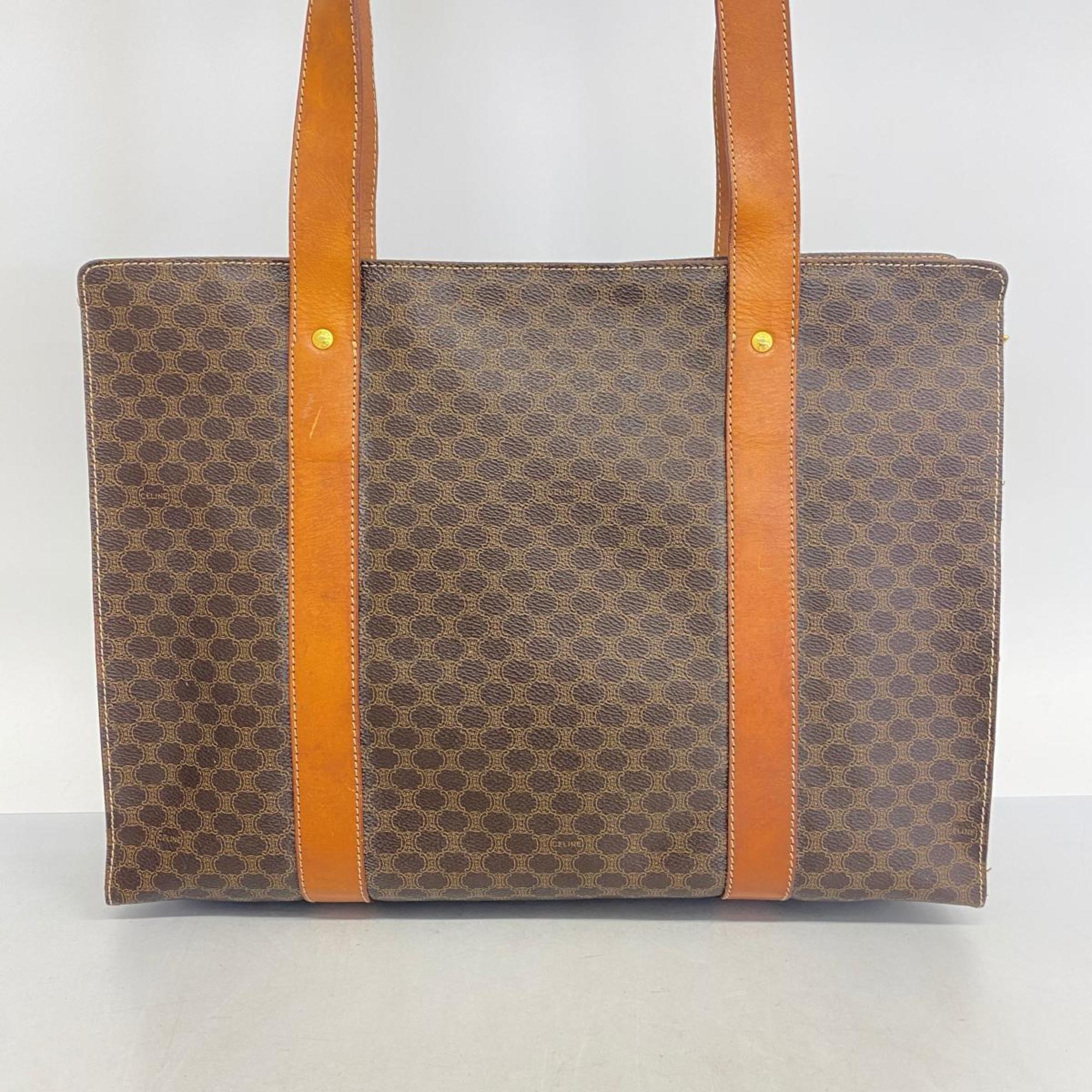 Celine tote bag macadam leather brown women's