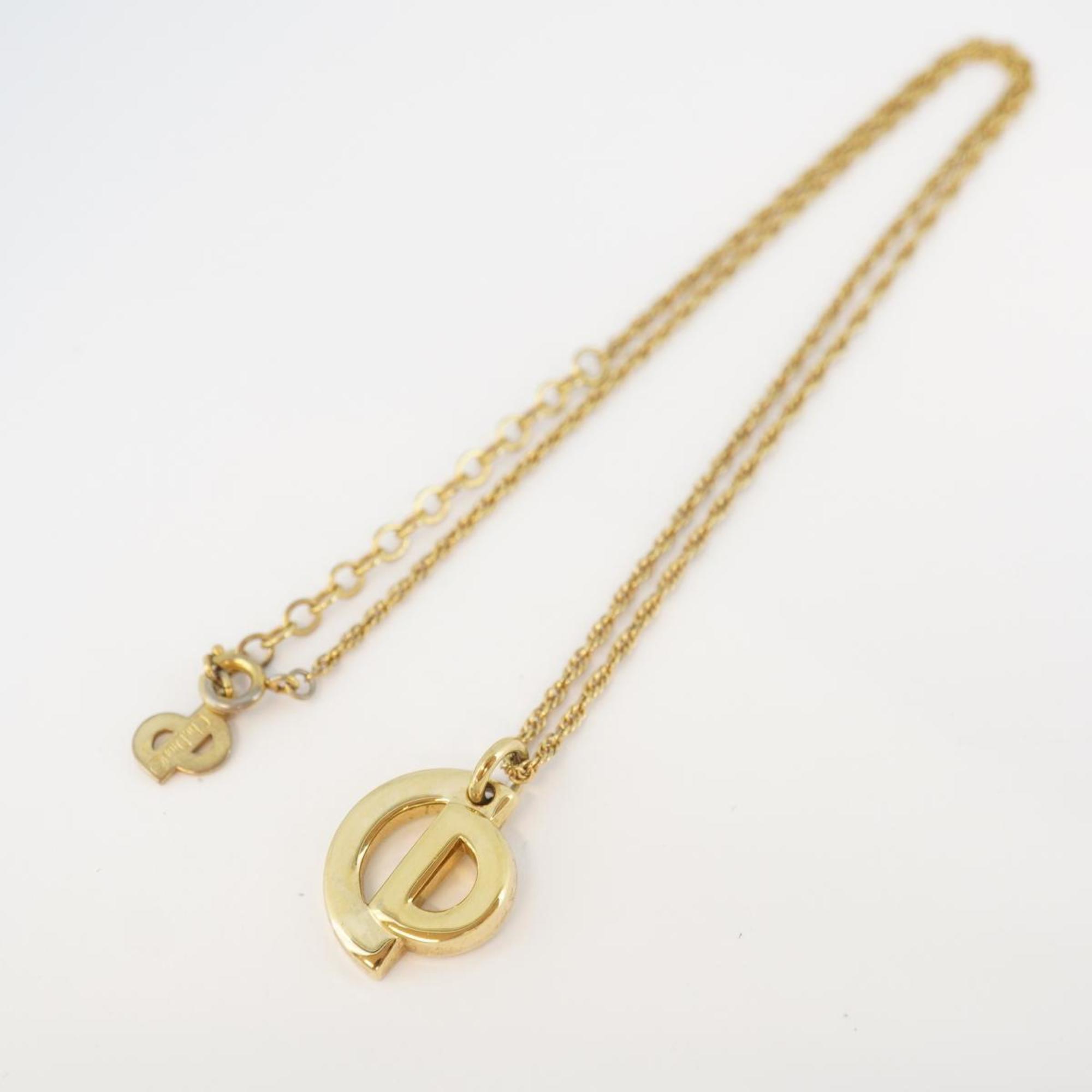 Christian Dior Necklace CD GP Plated Gold Women's