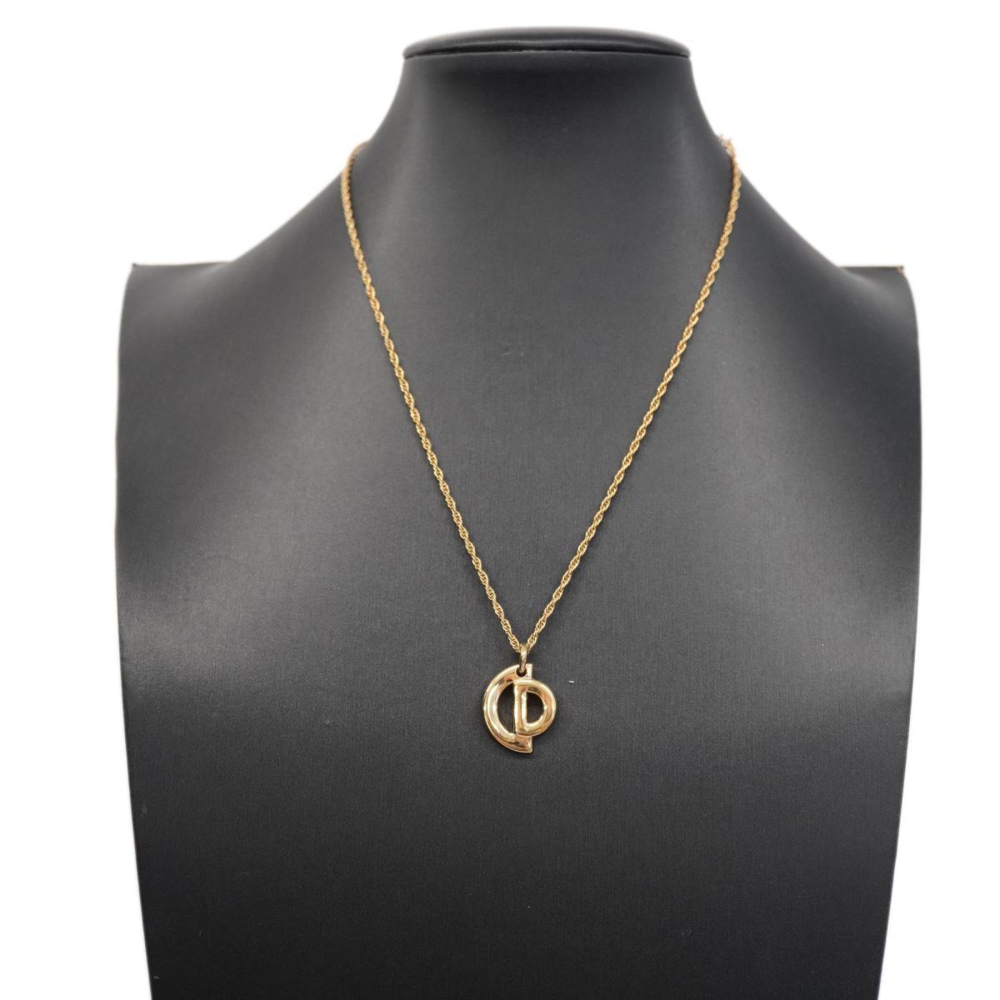 Christian Dior Necklace CD GP Plated Gold Women's