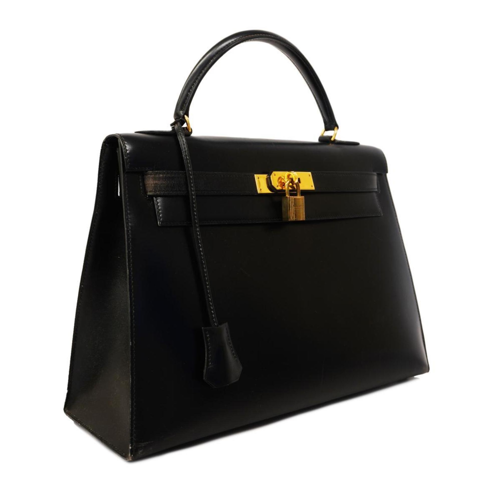 Hermes handbag Kelly 32 〇P engraved box calf black ladies