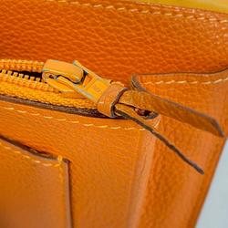 Hermes Long Wallet Dogon GM □D Engraved Togo Orange Men's Women's