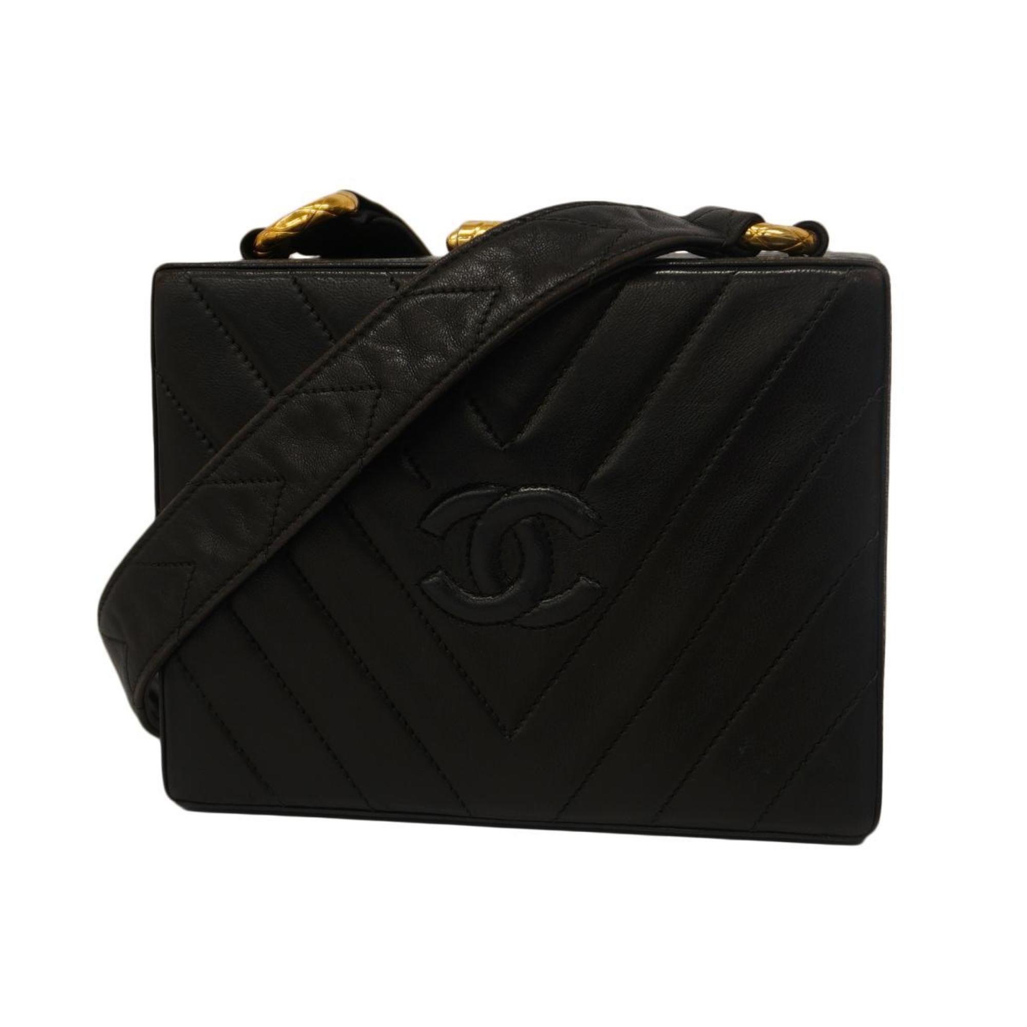 Chanel Shoulder Bag V Stitch Lambskin Black Women's