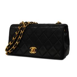 Chanel Shoulder Bag Matelasse Chain Lambskin Black Women's