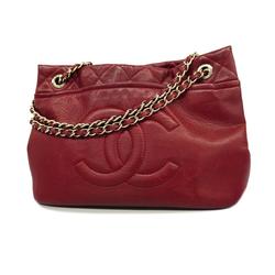 Chanel Shoulder Bag, Matelasse, Chain Shoulder, Caviar Skin, Bordeaux, Women's