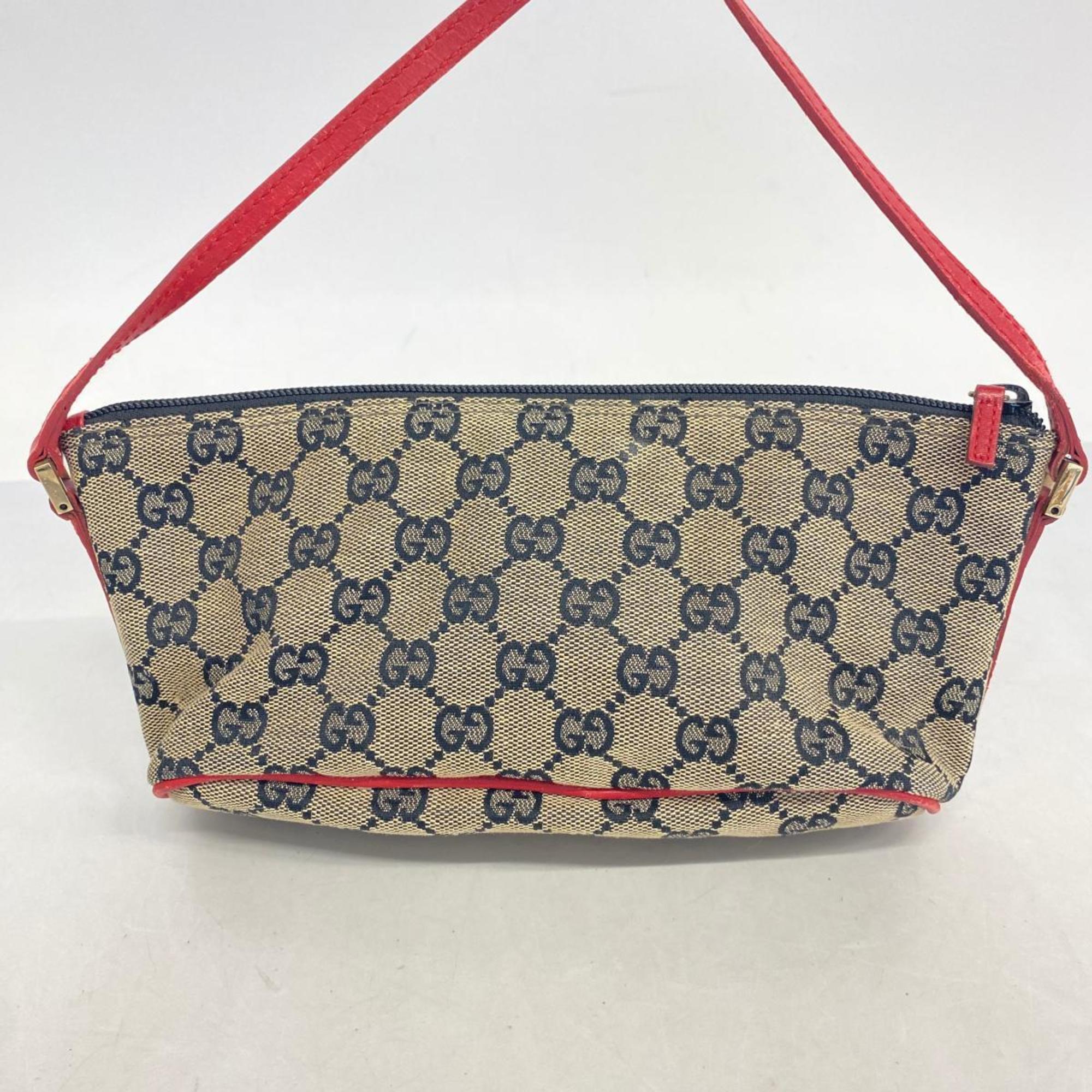 Gucci Pouch GG Canvas 039 1103 Black Beige Red Champagne Women's