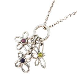 Tiffany Necklace Flower Motif Color Stone 925 Silver Blue Pink Yellow Women's