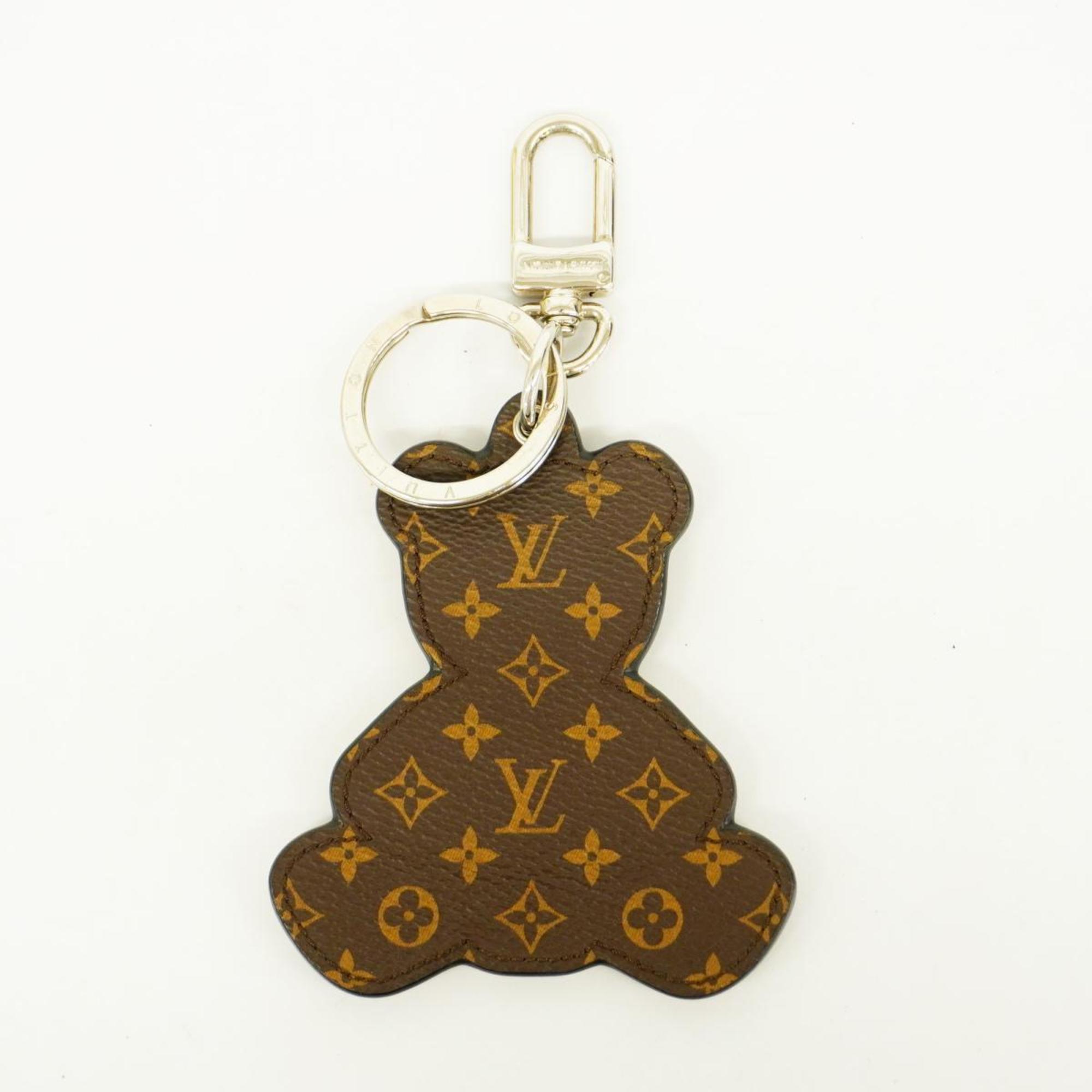 Louis Vuitton Keychain Monogram Portocle Teddy Bear M00342 Brown Silver Ladies