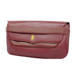 Cartier Clutch Bag Must Leather Bordeaux Women's