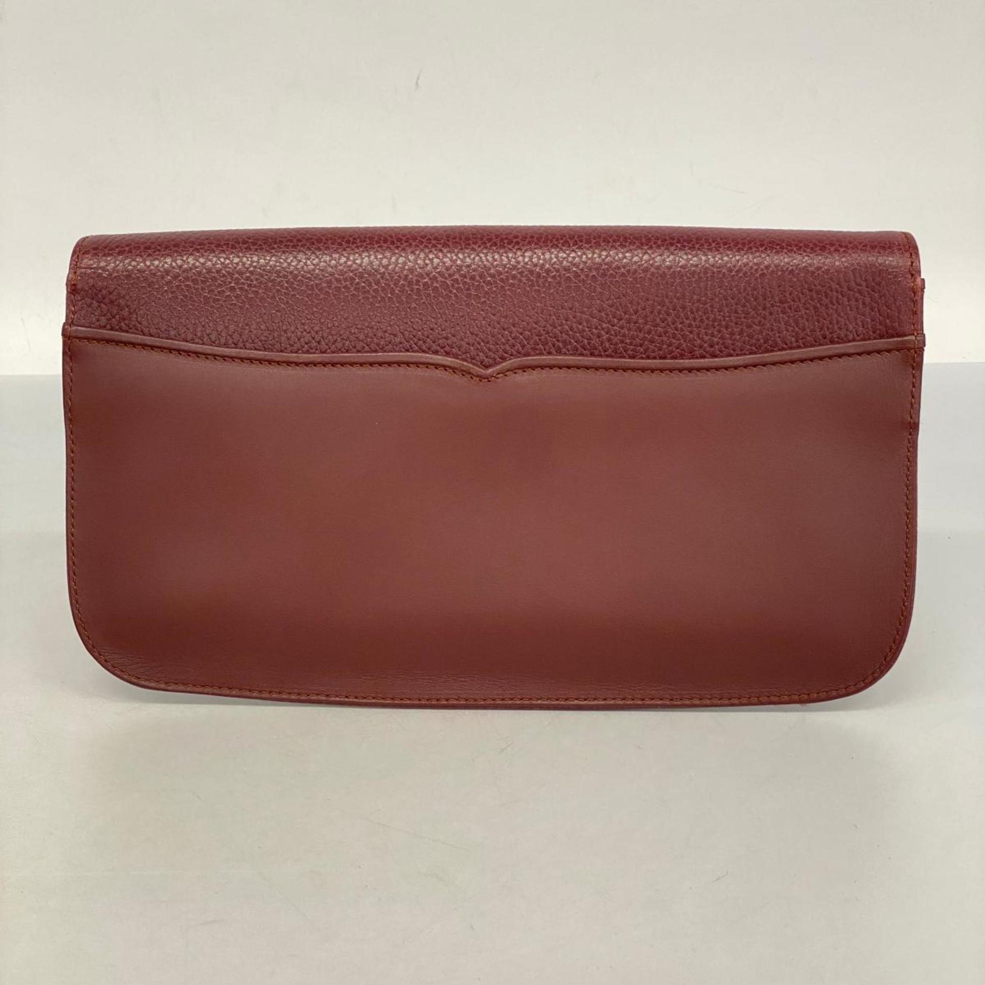 Cartier Clutch Bag Must Leather Bordeaux Women's