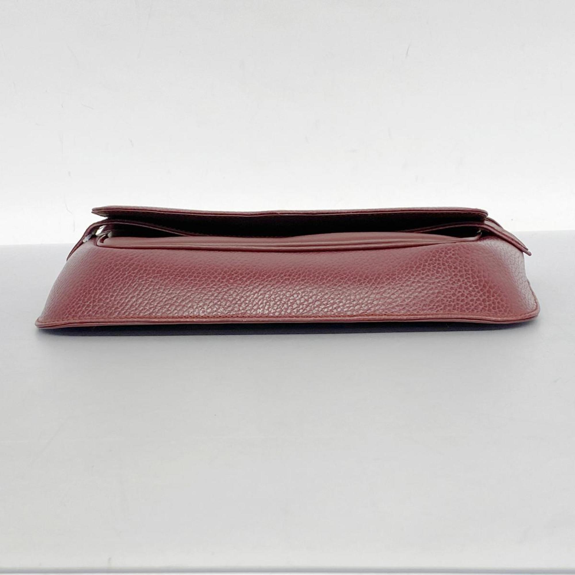 Cartier Clutch Bag Must Leather Bordeaux Women's