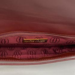 Cartier Clutch Bag Must Leather Bordeaux Women's