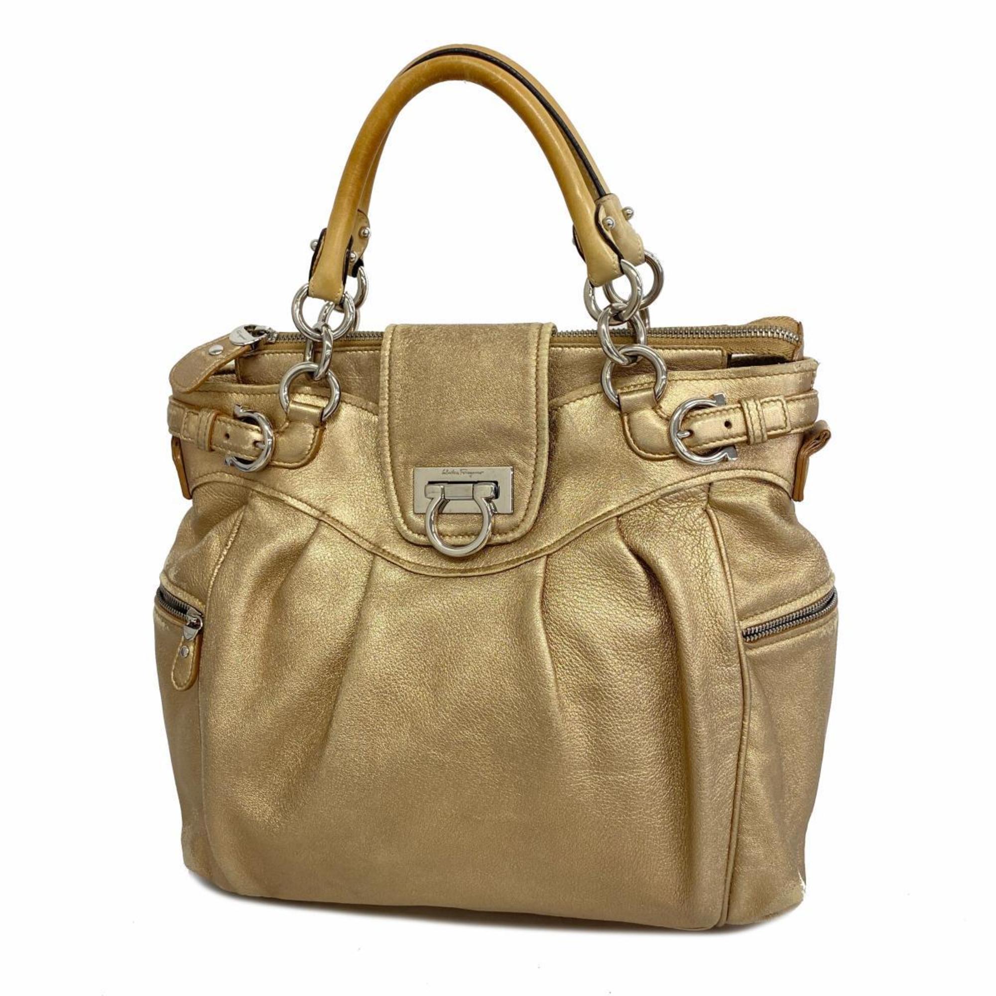 Salvatore Ferragamo handbag Gancini leather gold ladies