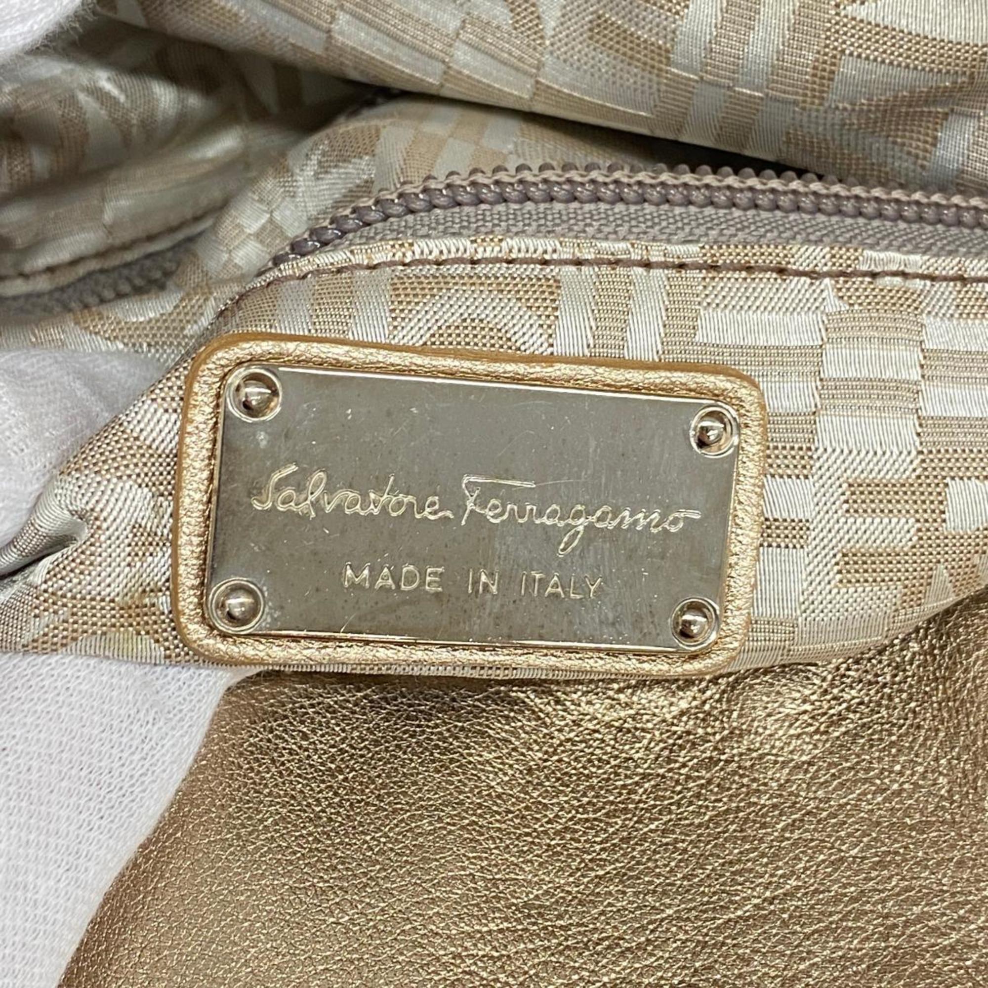 Salvatore Ferragamo handbag Gancini leather gold ladies