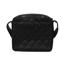 Chanel Shoulder Bag Matelasse Caviar Skin Black Women's