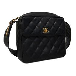 Chanel Shoulder Bag Matelasse Caviar Skin Black Women's