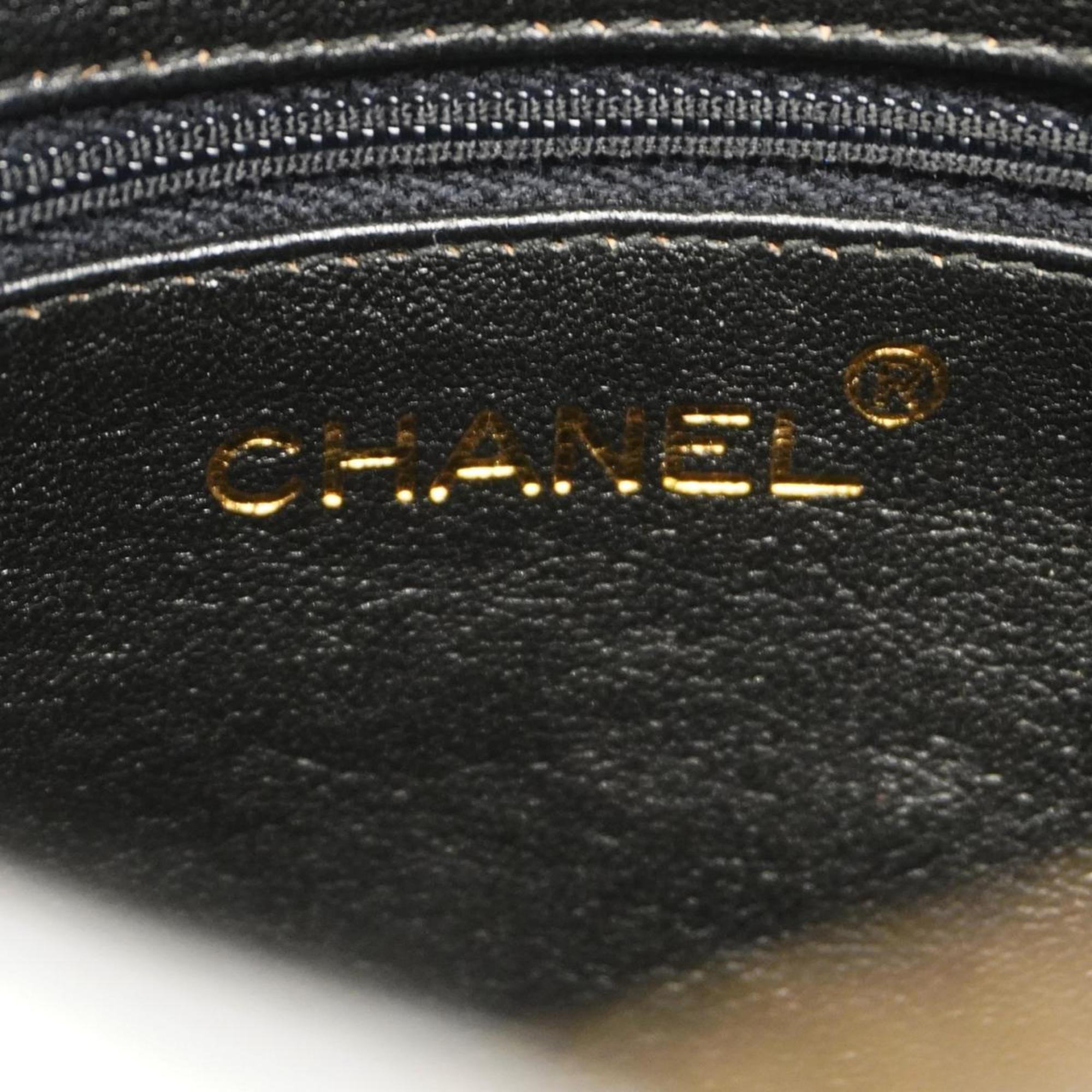 Chanel Shoulder Bag Matelasse Caviar Skin Black Women's