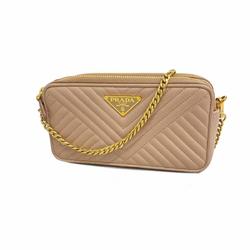 Prada Shoulder Wallet Leather Pink Beige Women's