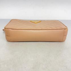 Prada Shoulder Wallet Leather Pink Beige Women's