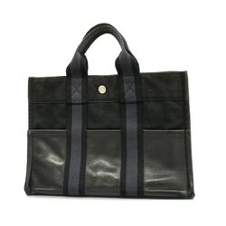 Hermes handbag Foult PM canvas leather black ladies