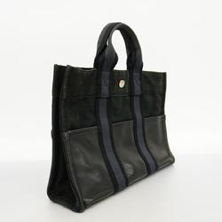 Hermes handbag Foult PM canvas leather black ladies