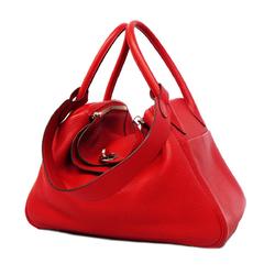 Hermes handbag Lindy 30 C stamp Taurillon Clemence Rouge Cazac for women