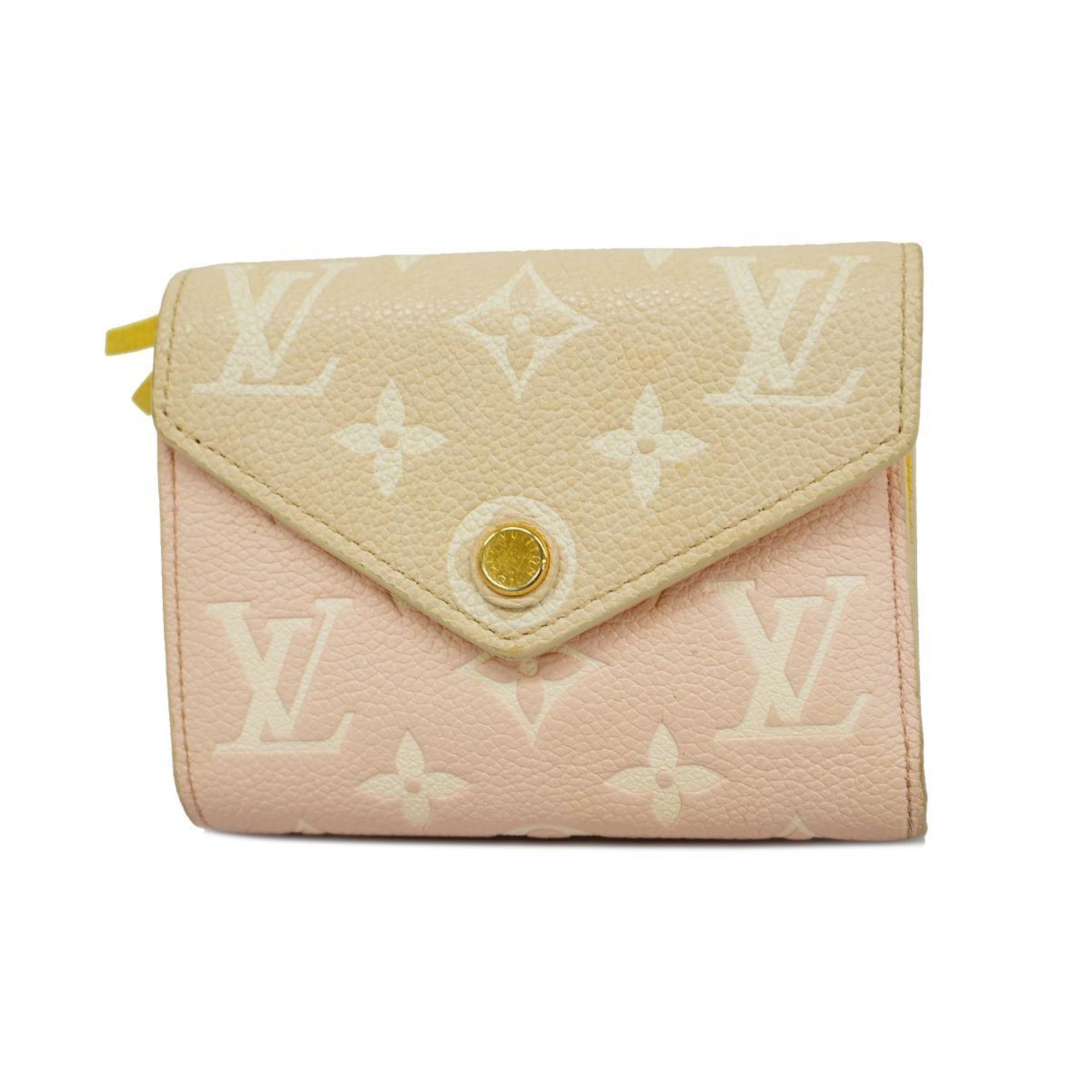 Louis Vuitton Tri-fold Wallet Monogram Empreinte Portefeuille Victorine M81289 Rose Beige Women's