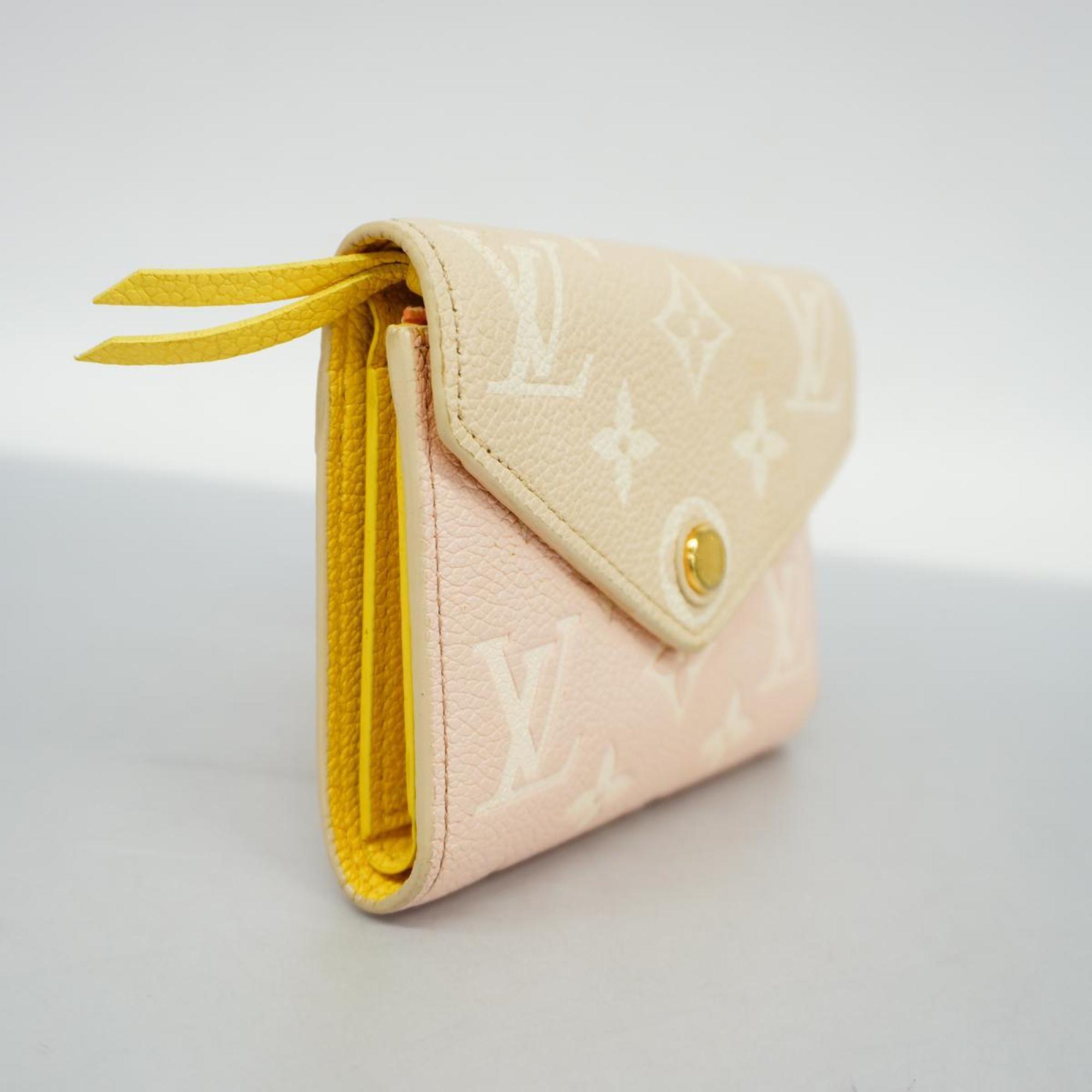 Louis Vuitton Tri-fold Wallet Monogram Empreinte Portefeuille Victorine M81289 Rose Beige Women's