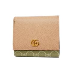 Gucci Wallet GG Marmont Supreme 598587 Leather Ivory Pink Women's