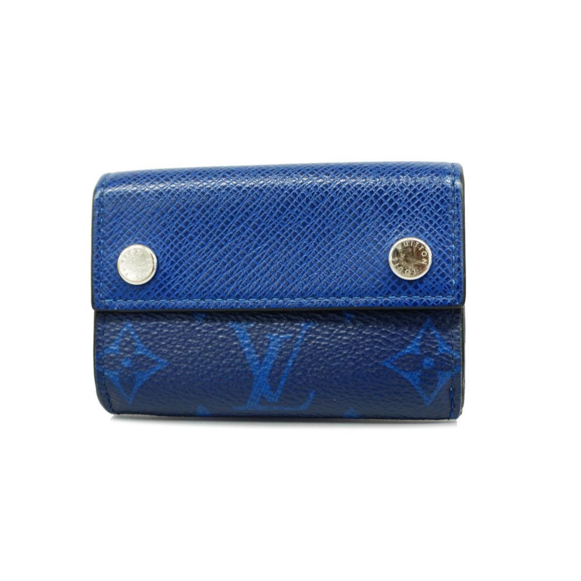 Louis Vuitton Tri-fold Wallet Taigarama Discovery Compact M67620 Cobalt Men's