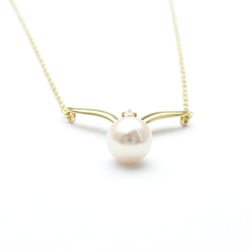 Mikimoto Pearl Diamond Necklace Yellow Gold (18K) Diamond,Pearl Men,Women Fashion Pendant Necklace (Gold)