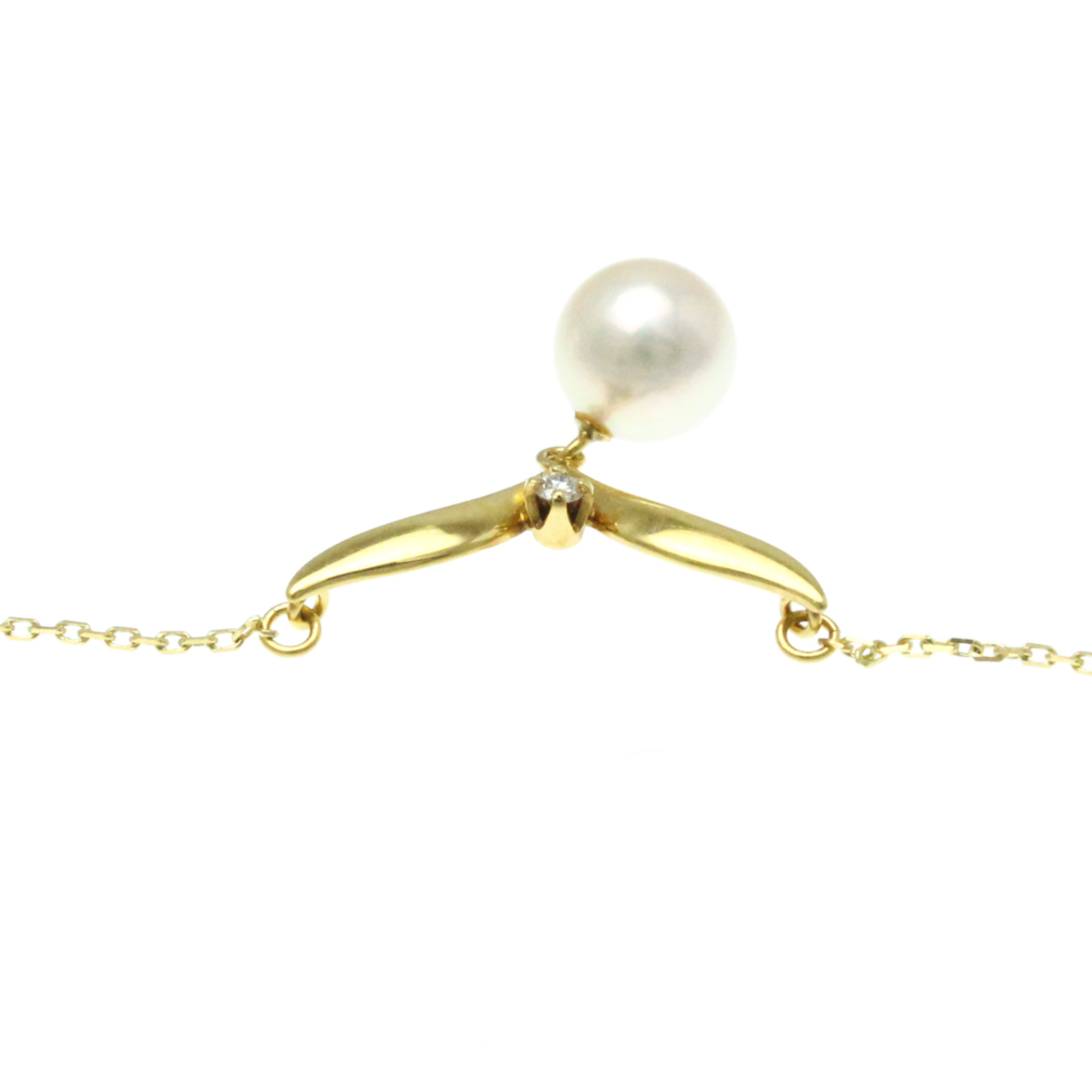 Mikimoto Pearl Diamond Necklace Yellow Gold (18K) Diamond,Pearl Men,Women Fashion Pendant Necklace (Gold)