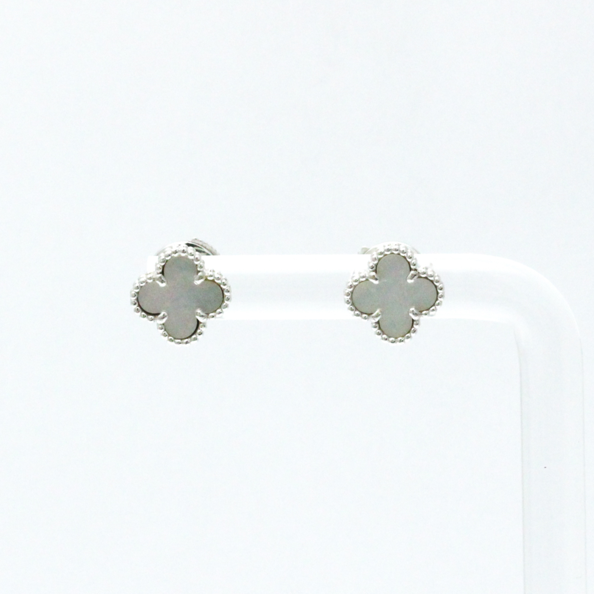 Van Cleef & Arpels Sweet Alhambra VCARG12000 Shell White Gold (18K) Stud Earrings Silver