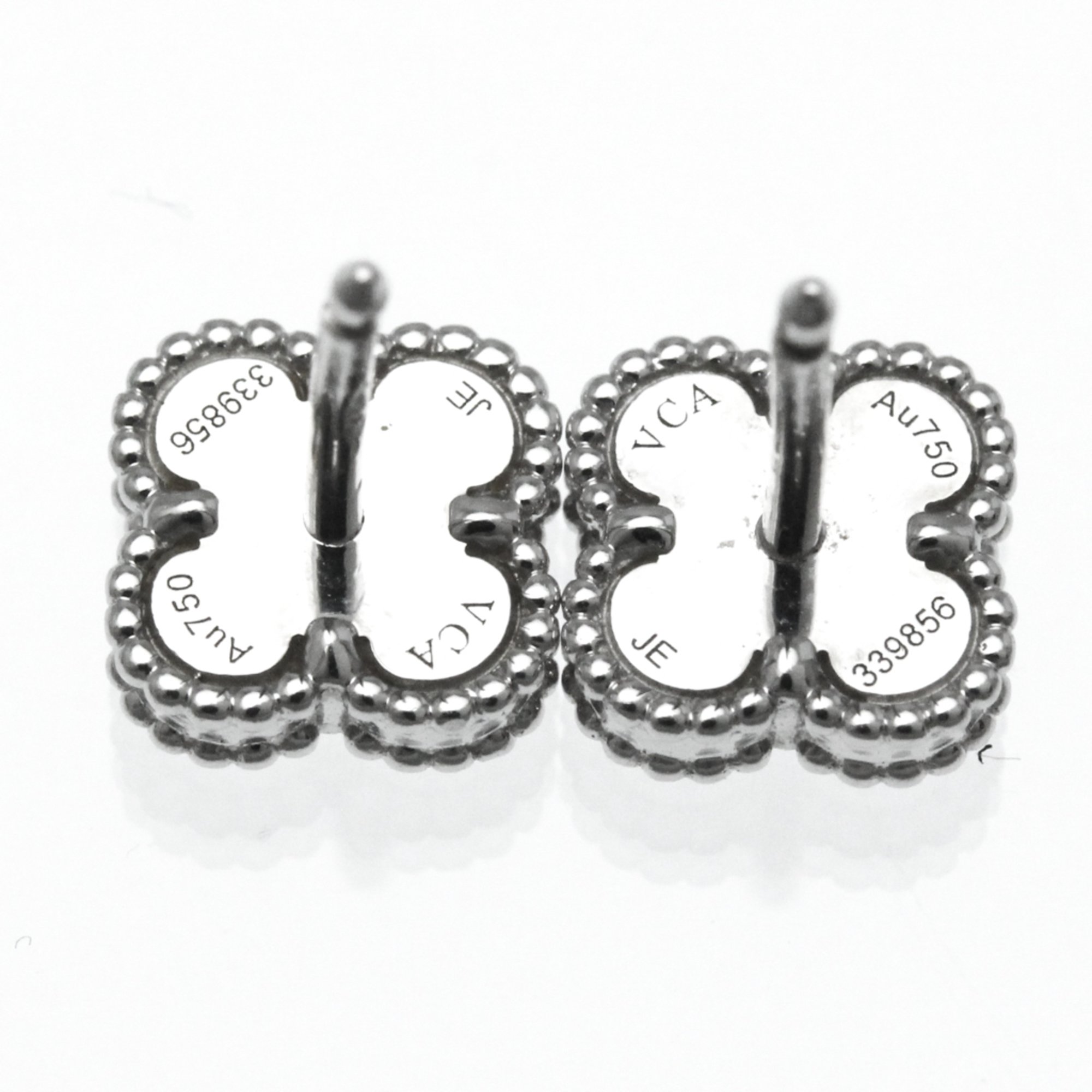 Van Cleef & Arpels Sweet Alhambra VCARG12000 Shell White Gold (18K) Stud Earrings Silver