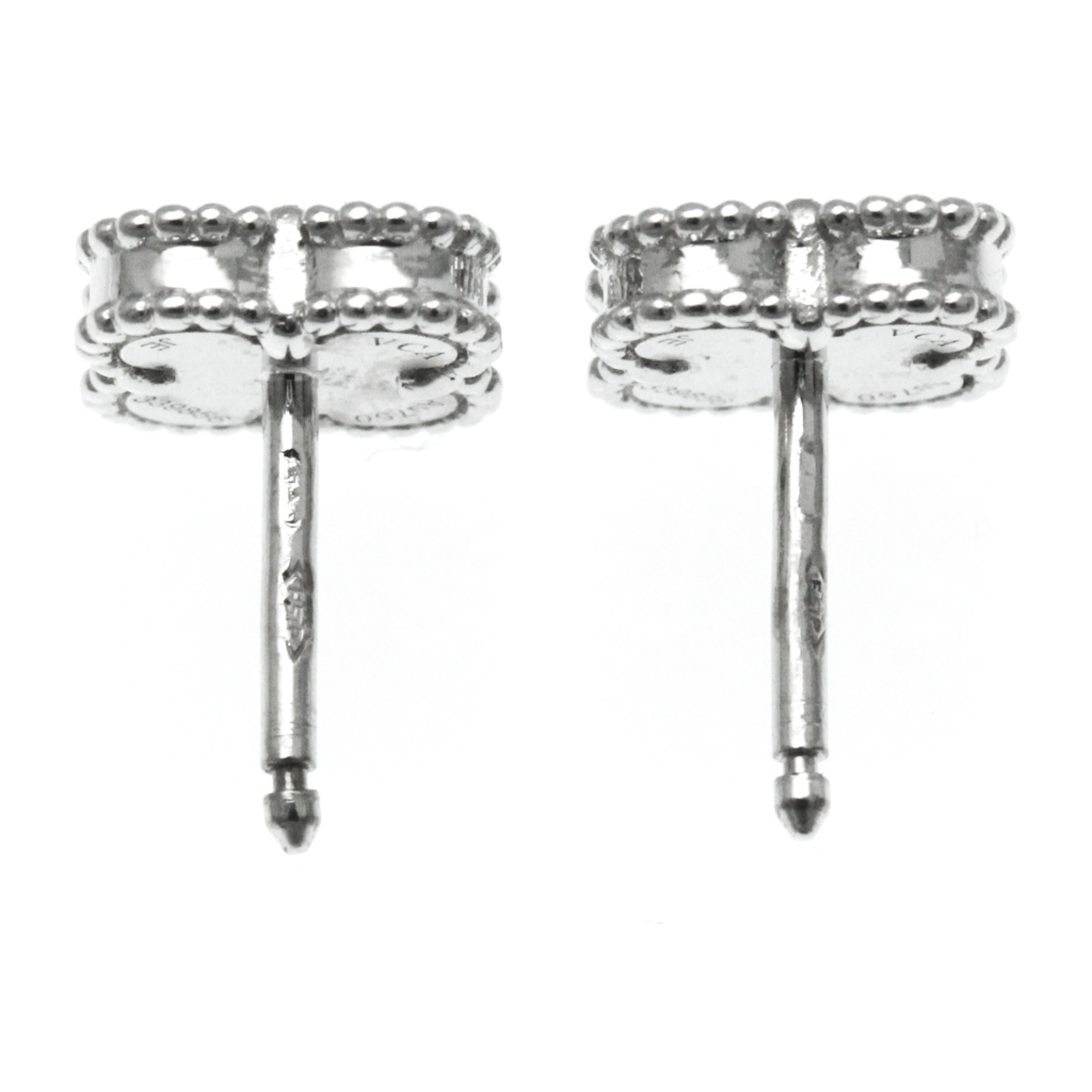 Van Cleef & Arpels Sweet Alhambra VCARG12000 Shell White Gold (18K) Stud Earrings Silver