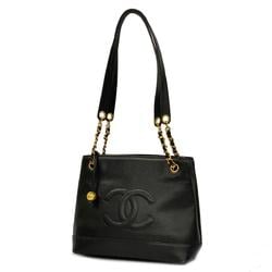 Chanel Shoulder Bag Chain Caviar Skin Black Women's