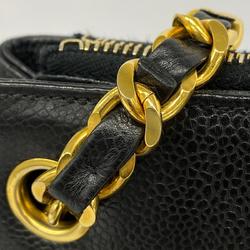 Chanel Shoulder Bag Chain Caviar Skin Black Women's