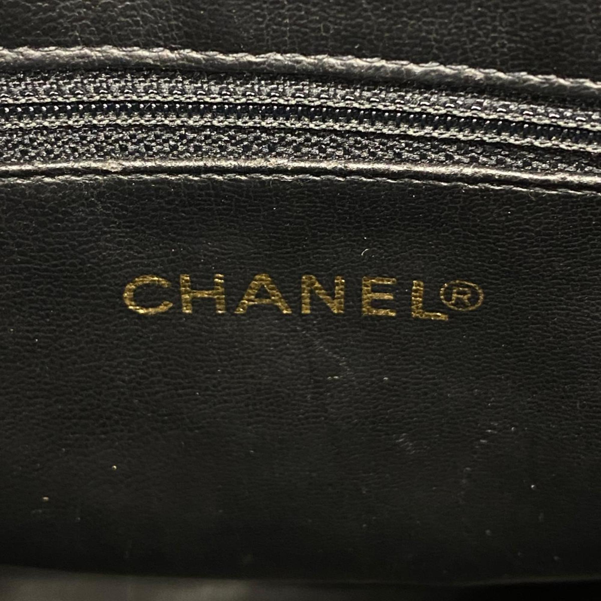 Chanel Shoulder Bag Chain Caviar Skin Black Women's