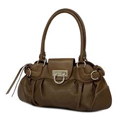 Salvatore Ferragamo Handbag Gancini Leather Brown Women's